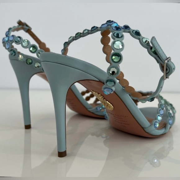 AQUAZZUA BLUE TONE CRYSTAL SANDALS 85MM SIZE IT 38 / US 8 NIB! - Picture 11 of 17